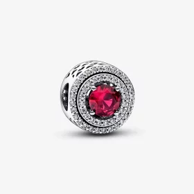 Pandora Red Sparkling Levelled Round Charm - 792418c01 Pandora Red Sparkling Levelled Round Charm - 792418c01