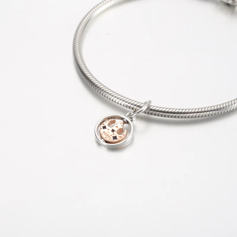 (image for) Pandora Retired 14K Rose Gold-Plated Star Wars Rebel Alliance Symbol Spinning Pe - View 4
