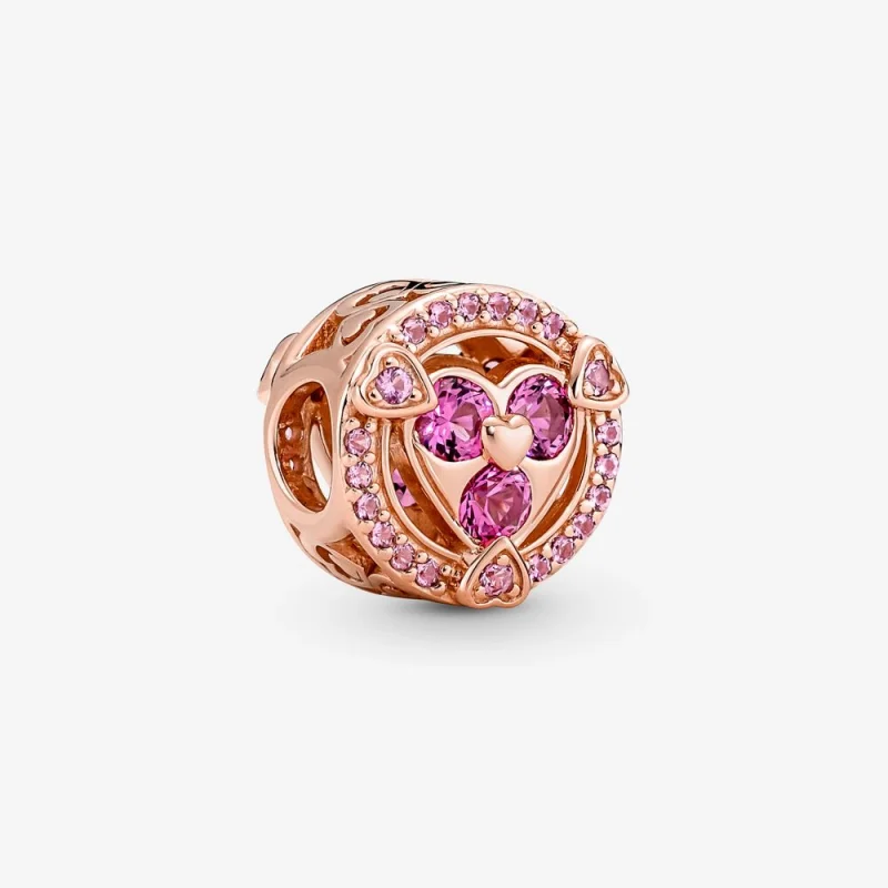 (image for) Pandora Reveal Your Love Sparkling Hearts Button Charm - 780796C02 - Product Image