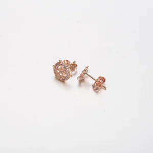 (image for) PANDORA Rose gold Sparkling Rudder and anchor Stud Earrings - P-D-3739