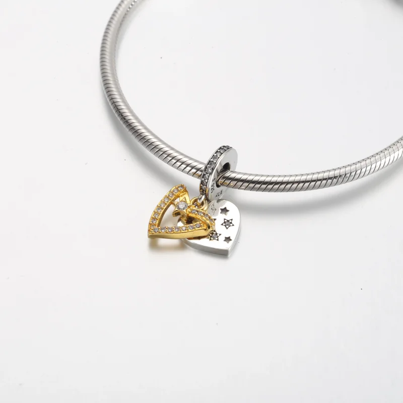 (image for) Pandora Shooting Star Hearts Double Dangle Charm - 762203C01 - View 4