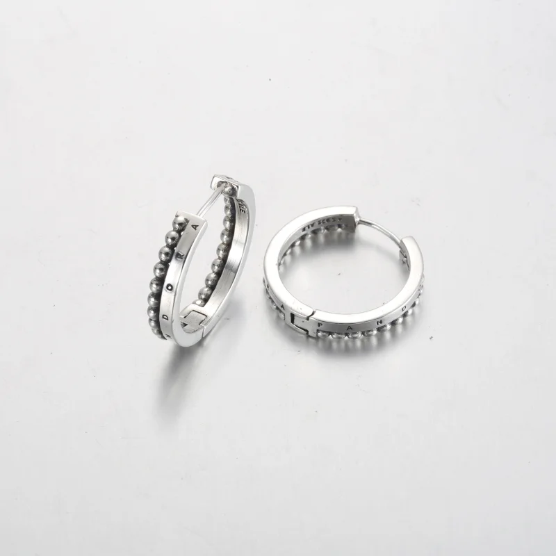 (image for) Pandora Signature Logo & Beads Hoop Earrings - 292310C00 - View 4