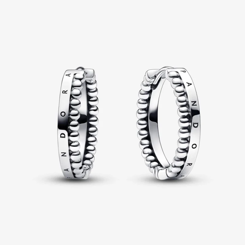 (image for) Pandora Signature Logo & Beads Hoop Earrings - 292310C00 - Product Image