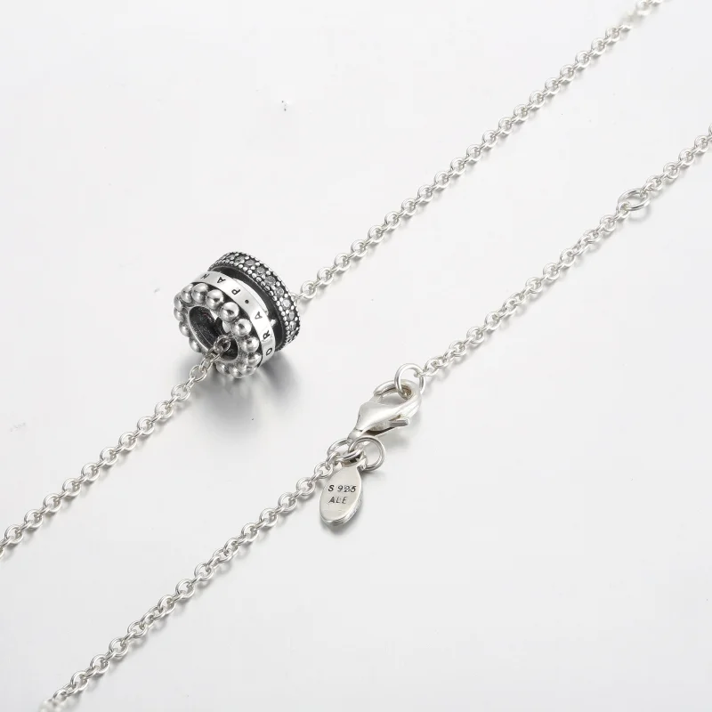 (image for) Pandora Signature Logo Pavé & Beads Pendant & Necklace - 392311C01 - View 4