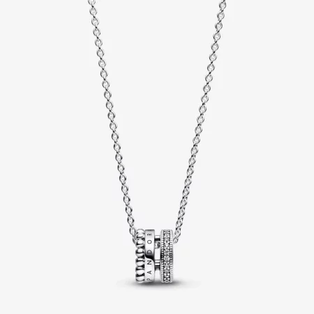 Pandora Signature Logo Pavé & Beads Pendant & Necklace - 392311C01 Pandora Signature Logo Pavé & Beads Pendant & Necklace - 392311C01