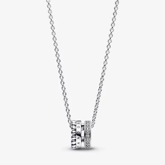 Pandora Signature Logo Pavé & Beads Pendant & Necklace - 392311C01