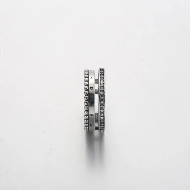 (image for) Pandora Signature Logo Pavé & Beads Ring - 192312C01 - View 4