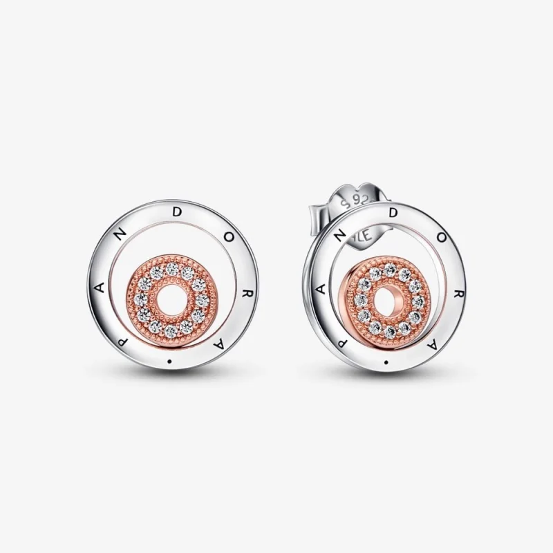 (image for) Pandora Signature Two-tone Logo Circles Stud Earrings - 282314C01 - Product Image