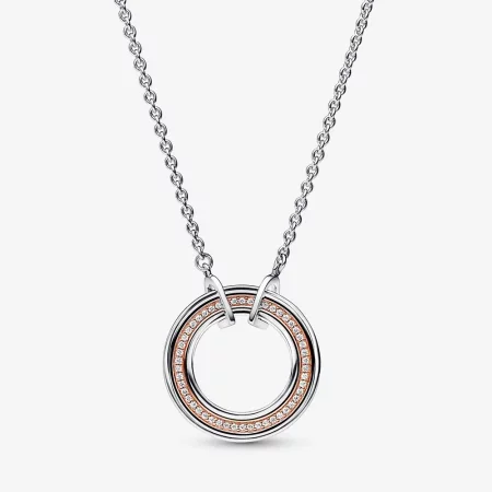 Pandora Signature Two tone Logo & Pavé Necklace - 382772C01