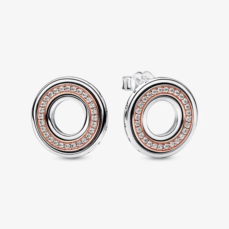 (image for) Pandora Signature Two tone Logo & Pavé Stud Earrings - 282780C01 - Product Image