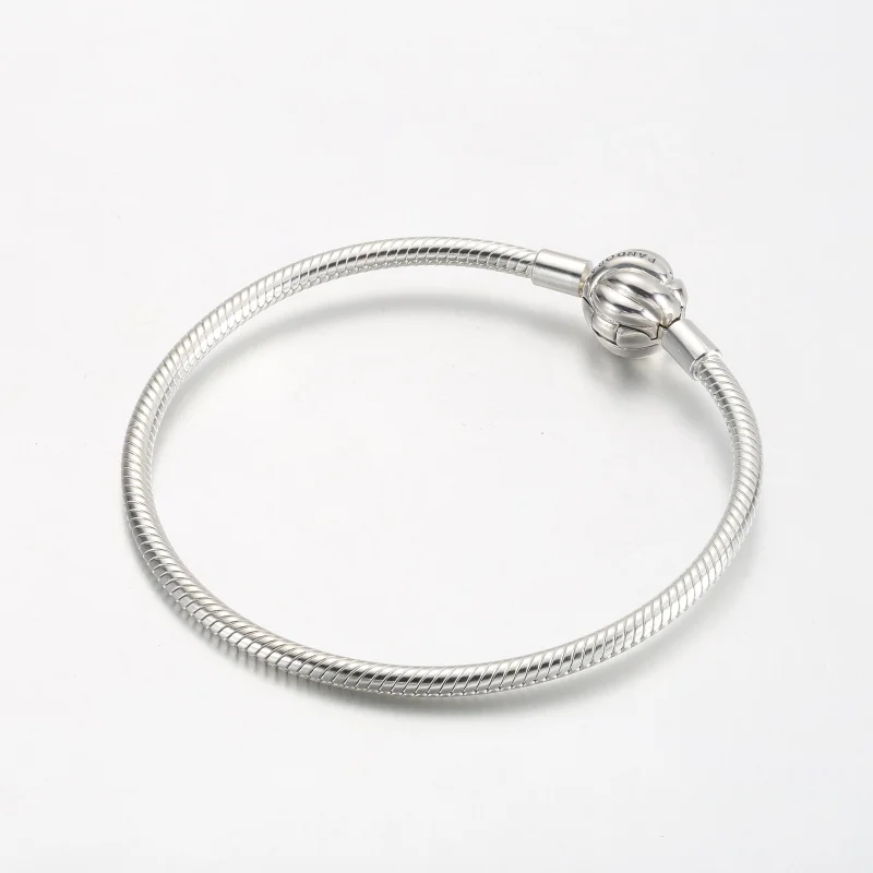 (image for) Pandora Snake chain sterling silver bracelet with love knot clasp - 592422C00 - View 2