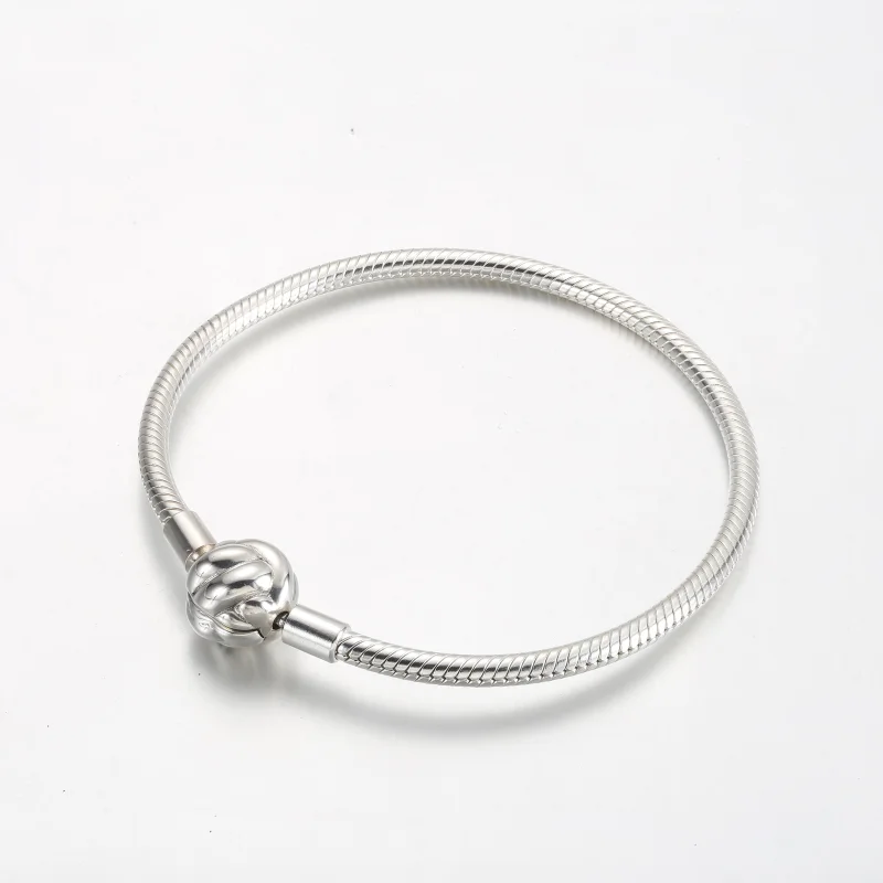 (image for) Pandora Snake chain sterling silver bracelet with love knot clasp - 592422C00 - View 3