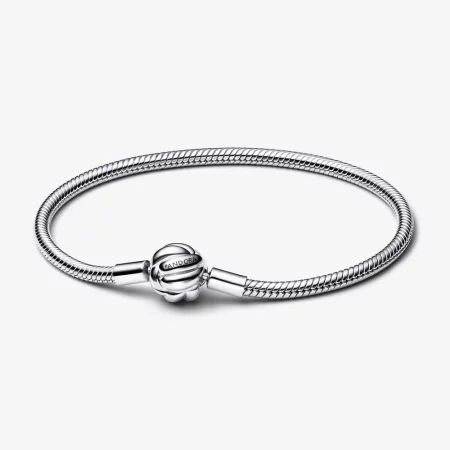 Pandora Snake chain sterling silver bracelet with love knot clasp - 592422C00