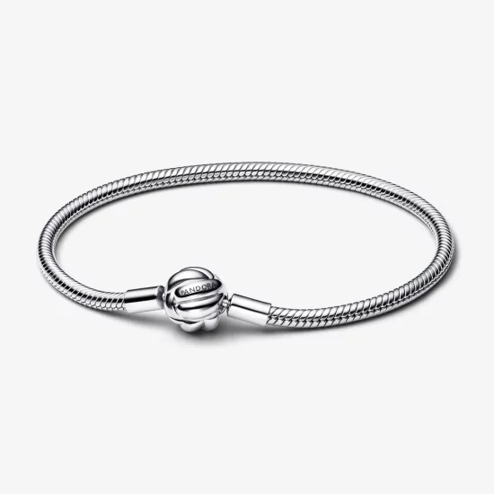 Pandora Snake chain sterling silver bracelet with love knot clasp - 592422C00