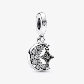 Pandora Sparkling Crescent Moon & Spinnable Star Dangle Charm - 792781C01