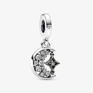 (image for) Pandora Sparkling Crescent Moon & Spinnable Star Dangle Charm - 792781C01
