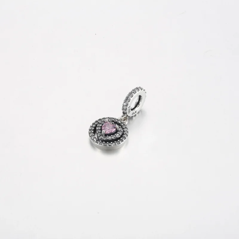 (image for) Pandora Sparkling Double Halo Heart Dangle Charm - 791476C01 - View 2