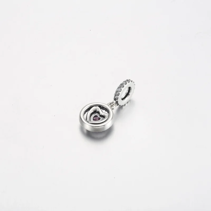 (image for) Pandora Sparkling Double Halo Heart Dangle Charm - 791476C01 - View 3