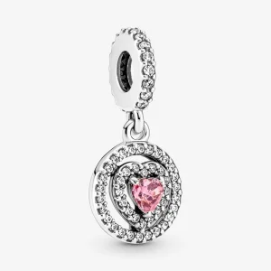 (image for) Pandora Sparkling Double Halo Heart Dangle Charm - 791476C01