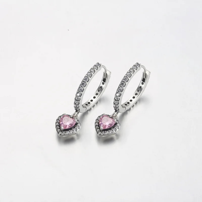 (image for) Pandora Sparkling Halo Heart Hoop Earrings - 291445C01 - View 2