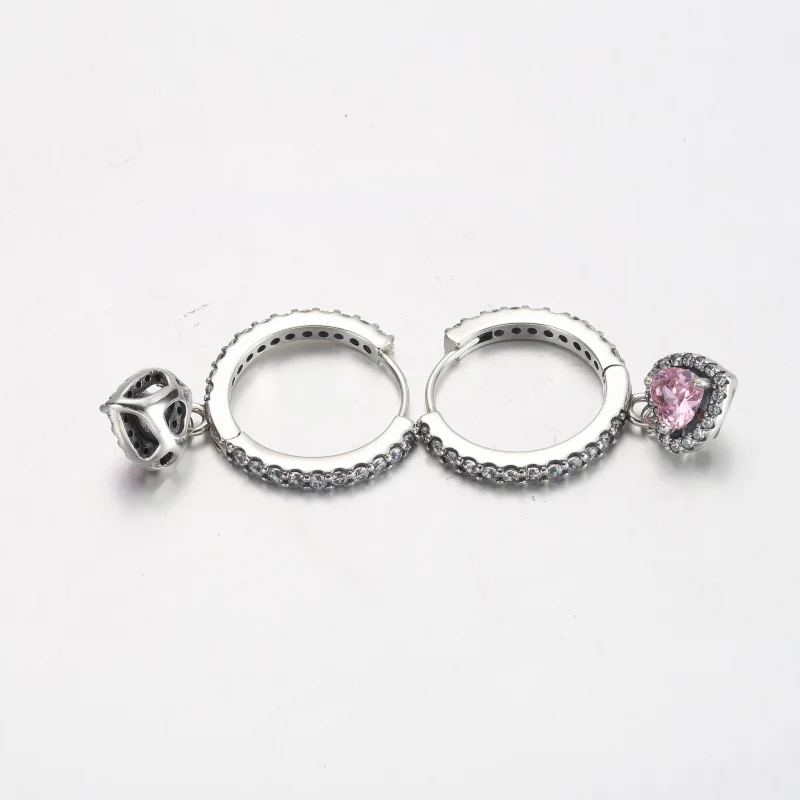 (image for) Pandora Sparkling Halo Heart Hoop Earrings - 291445C01 - View 3