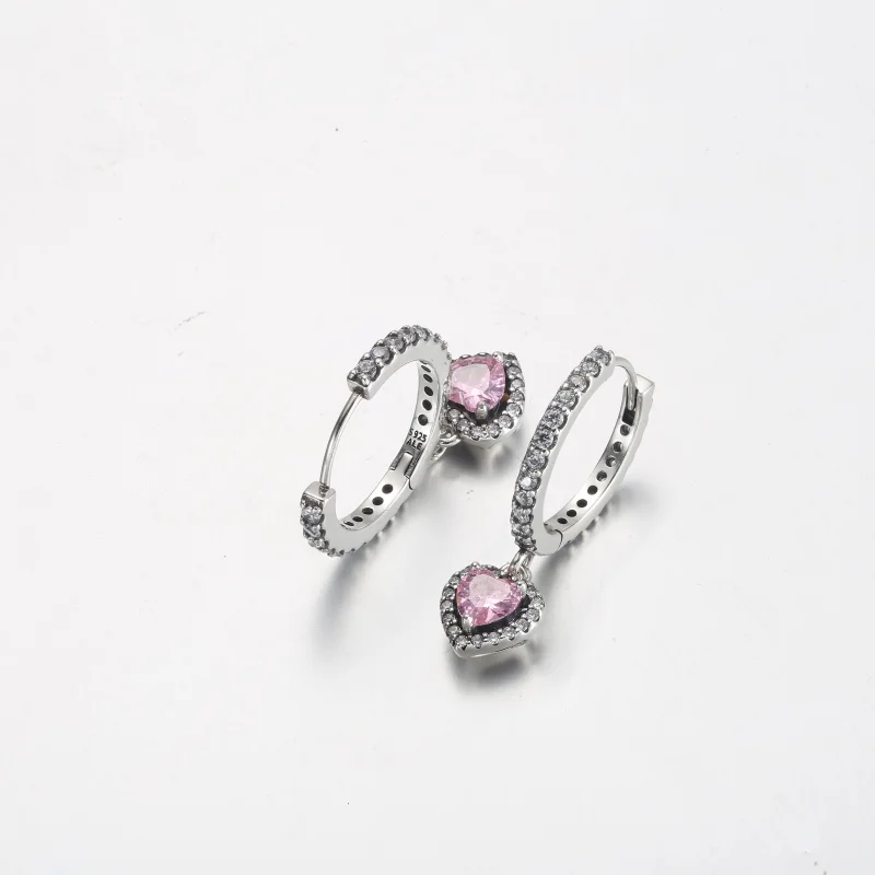 (image for) Pandora Sparkling Halo Heart Hoop Earrings - 291445C01 - View 4
