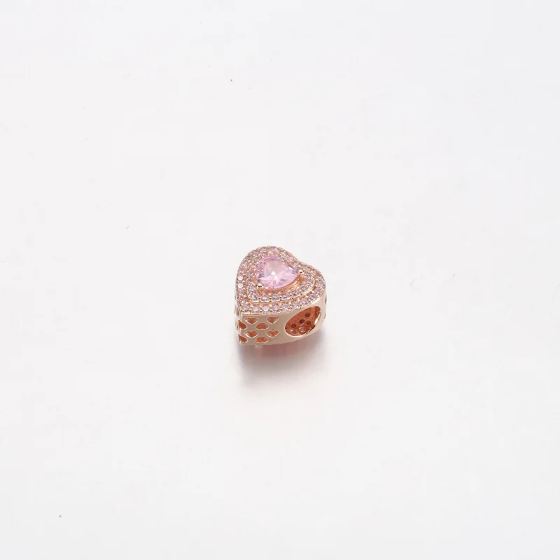 (image for) Pandora Sparkling Levelled Heart Charm - 789218C01 - View 2