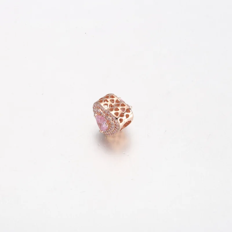 (image for) Pandora Sparkling Levelled Heart Charm - 789218C01 - View 3