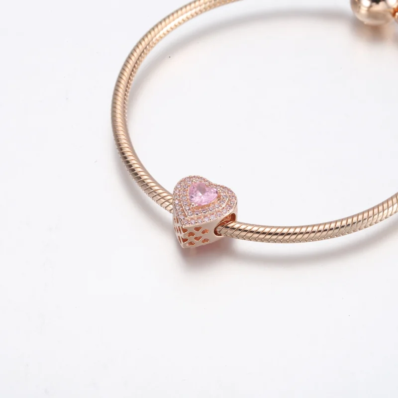 (image for) Pandora Sparkling Levelled Heart Charm - 789218C01 - View 5