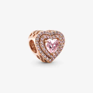 Pandora Sparkling Levelled Heart Charm - 789218C01 (image for) Pandora Sparkling Levelled Heart Charm - 789218C01