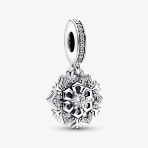 (image for) Pandora Sparkling Snowflake Double Dangle Charm - 792355C01