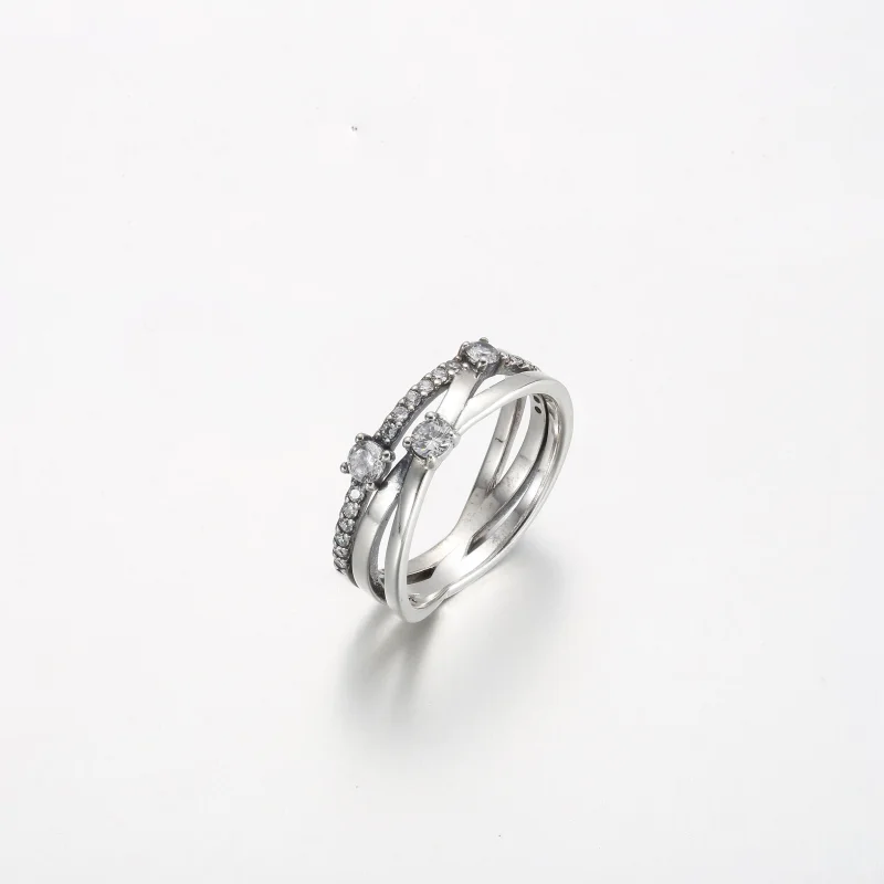 (image for) Pandora Sparkling Triple Band Ring - 199400C01 - View 2