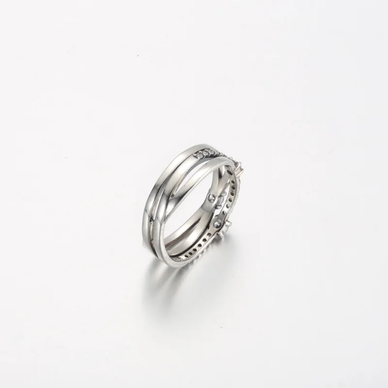 (image for) Pandora Sparkling Triple Band Ring - 199400C01 - View 4