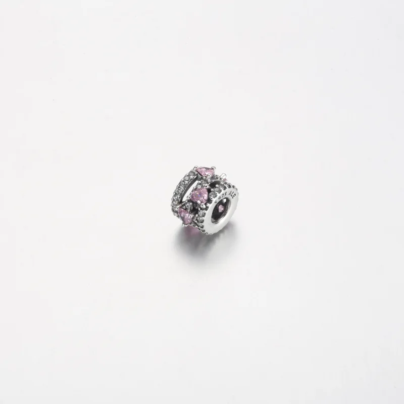 (image for) Pandora Sparkling Triple Halo Hearts Charm - 791161C01 - View 2