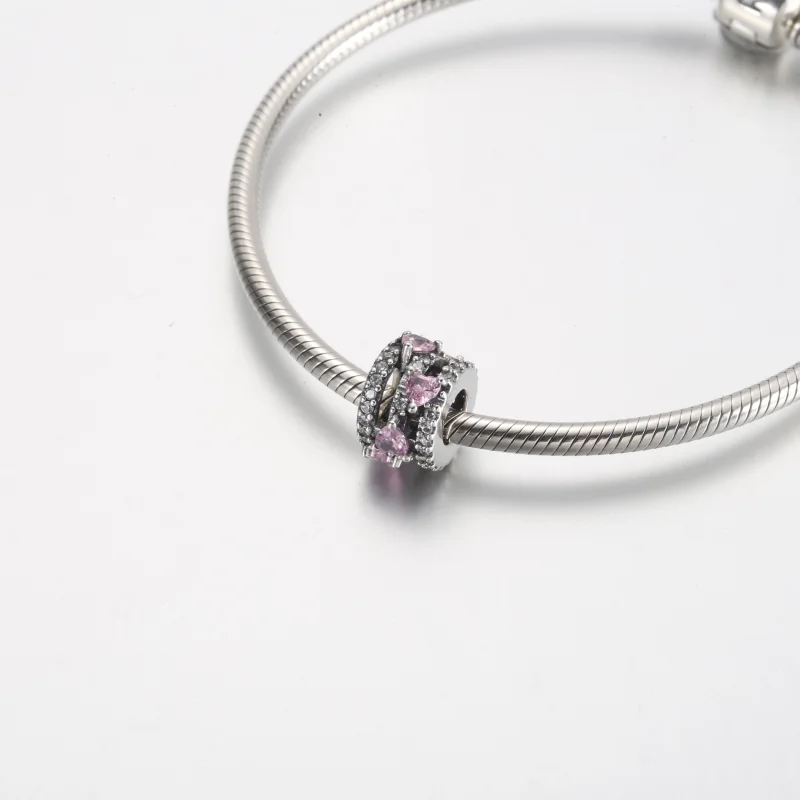 (image for) Pandora Sparkling Triple Halo Hearts Charm - 791161C01 - View 5