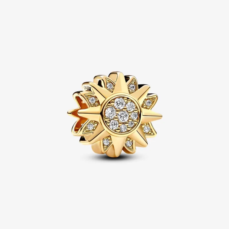 (image for) Pandora Sun 14k gold-plated charm with clear cubic zirconia - 762839C01 - Product Image