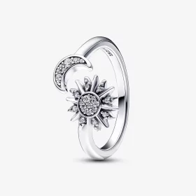Pandora Sun and moon sterling silver open ring - 192845C01 Pandora Sun and moon sterling silver open ring - 192845C01