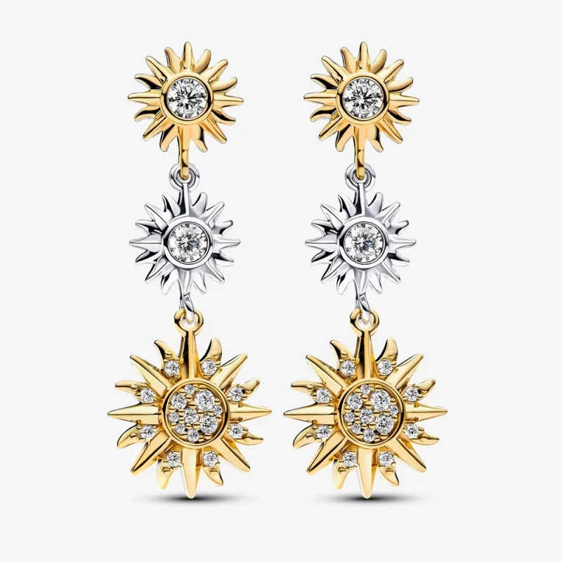 (image for) Pandora Sun sterling silver and 14k gold-plated drop earrings - 262843C01 - Product Image