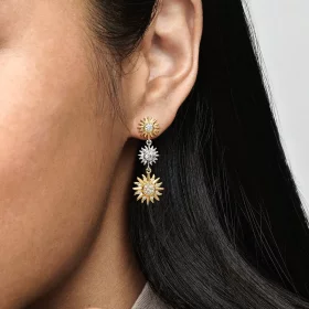 Pandora Sun sterling silver and 14k gold-plated drop earrings - 262843C01 Pandora Sun sterling silver and 14k gold-plated drop earrings - 262843C01