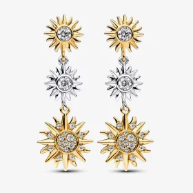 Pandora Sun sterling silver and 14k gold-plated drop earrings - 262843C01 Pandora Sun sterling silver and 14k gold-plated drop earrings - 262843C01
