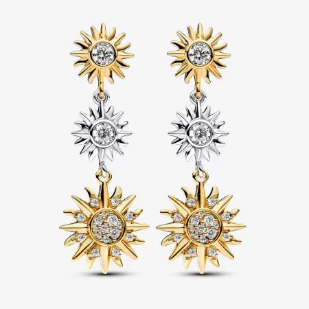 Pandora Sun sterling silver and 14k gold-plated drop earrings - 262843C01