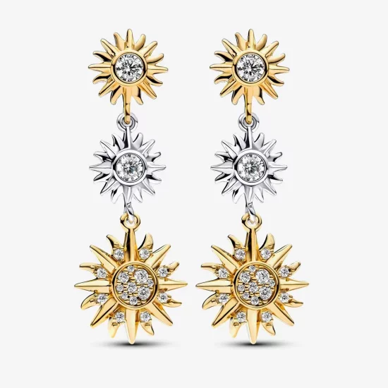 Pandora Sun sterling silver and 14k gold-plated drop earrings - 262843C01