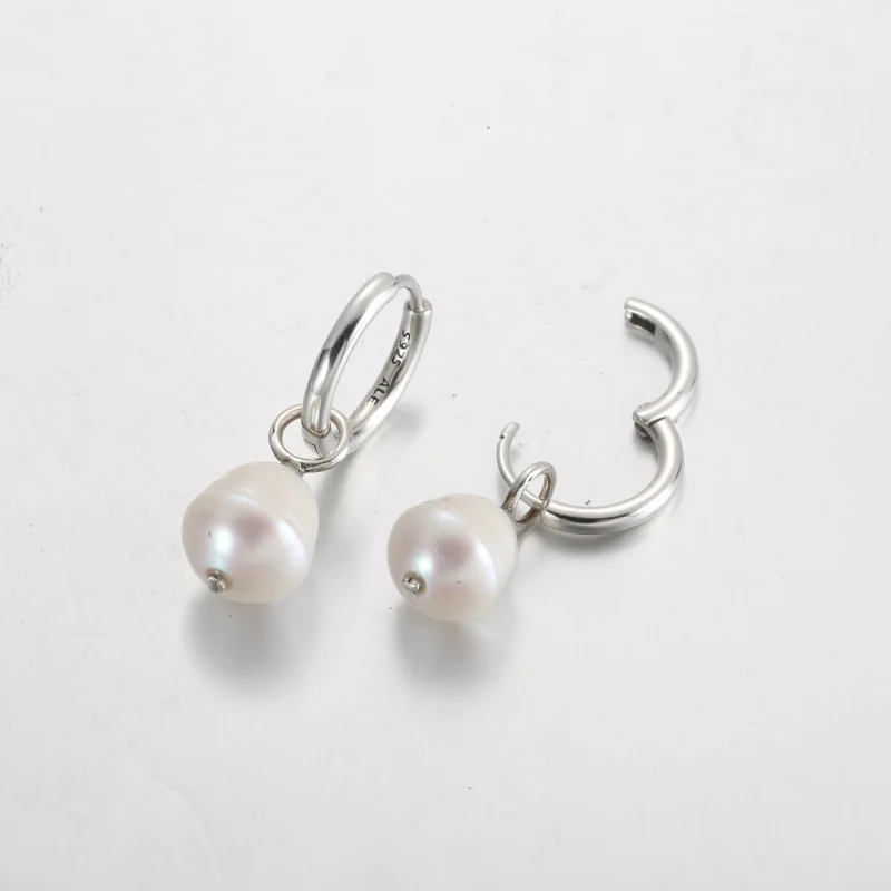 (image for) Pandora Treated Freshwater Cultured Baroque Pearl Hoop Earrings - 299426C01 - View 4