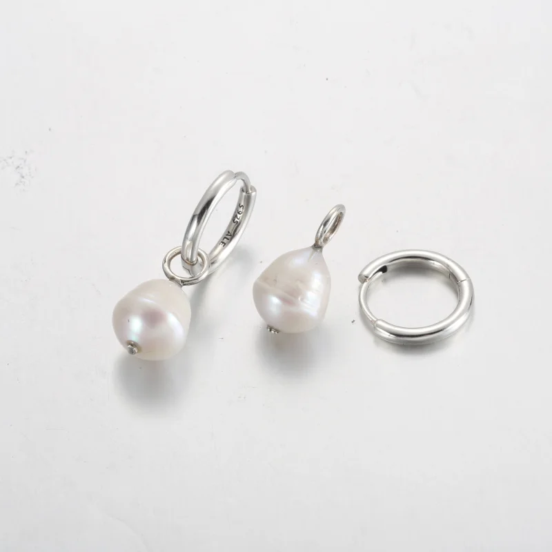 (image for) Pandora Treated Freshwater Cultured Baroque Pearl Hoop Earrings - 299426C01 - View 5