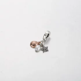 Pandora Treated Freshwater Cultured Pearl, Starfish & Shell Triple Dangle Charm - 781690C01 Pandora Treated Freshwater Cultured Pearl, Starfish & Shell Triple Dangle Charm - 781690C01
