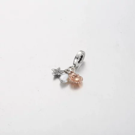 Pandora Treated Freshwater Cultured Pearl, Starfish & Shell Triple Dangle Charm - 781690C01