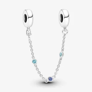 Pandora Triple Blue Stone Safety Chain - 791688C01 (image for) Pandora Triple Blue Stone Safety Chain - 791688C01