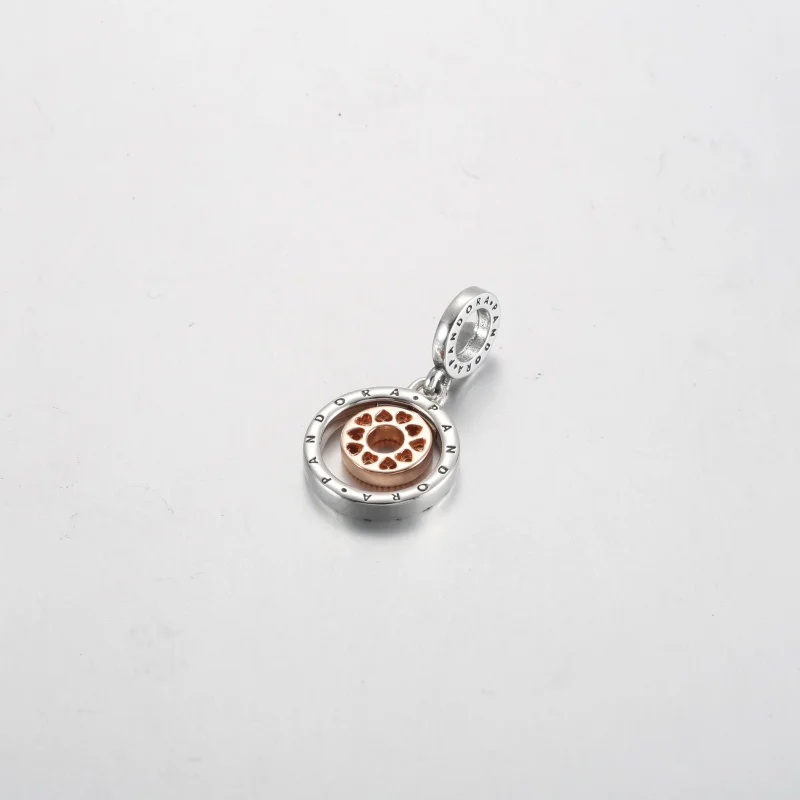 (image for) Two-tone Pandora Logo Circles Dangle Charm - 782287C01 - View 3