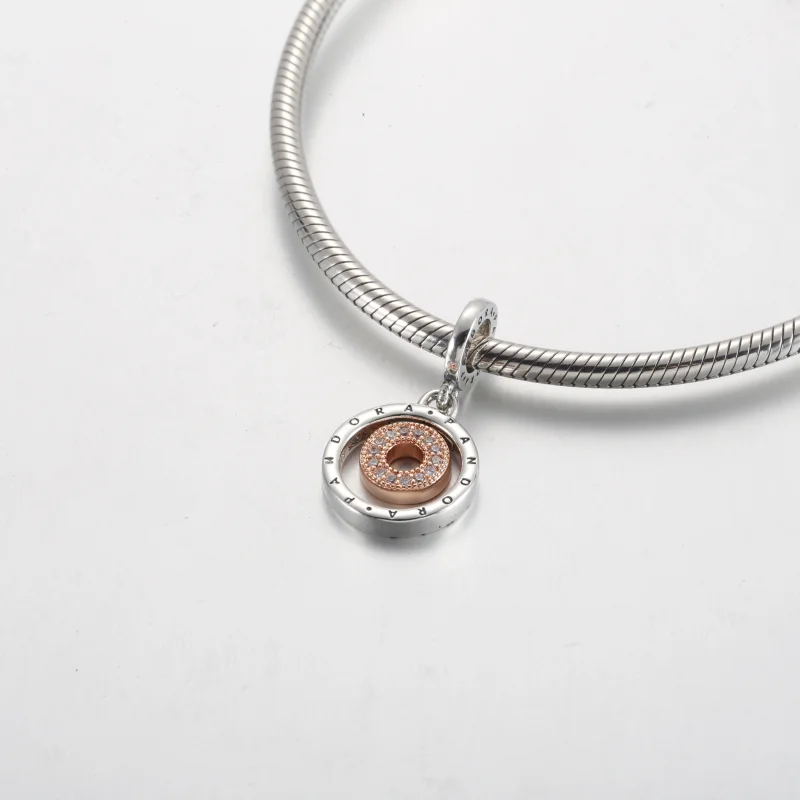 (image for) Two-tone Pandora Logo Circles Dangle Charm - 782287C01 - View 5