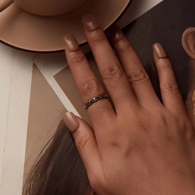 (image for) PANDORA Style Black Gold Plated Devil's Eye Ring - BSR212-D - View 4